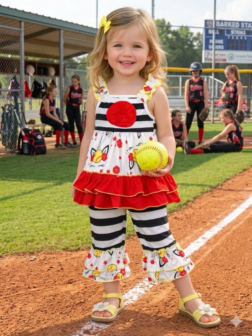 New Boutique Unicorn & Softball Fan Wear 2-Piece Set Girls Size 5-6